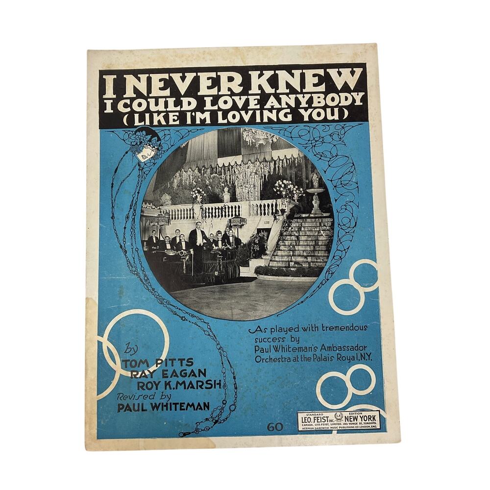 I Never Knew I Could Love Anybody Sheet Music‎ Pitts Eagan Marsh Whiteman